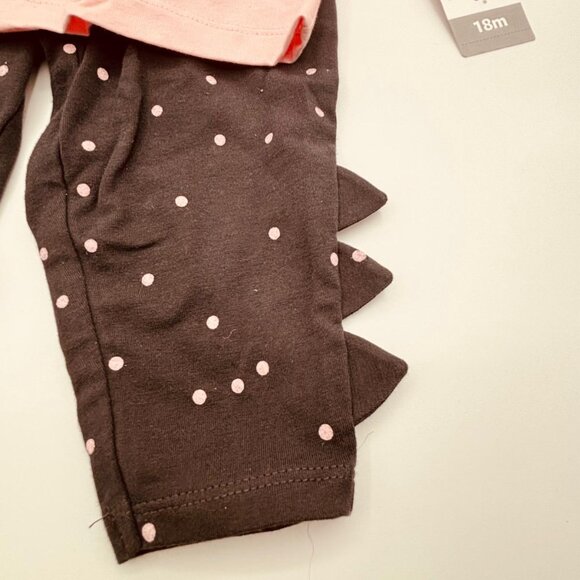 Carter’s Baby Girl 2-Piece Dinosaur Tee & Leggings Set Pink Black 18 Months - Picture 4 of 7